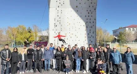 Erzurum'da heyecanlandıran tırmanış