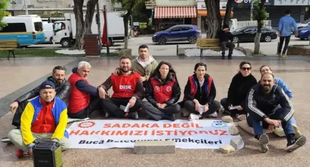 Buca Belediyesi işçilerinden 24 saatlik oturma eylemi